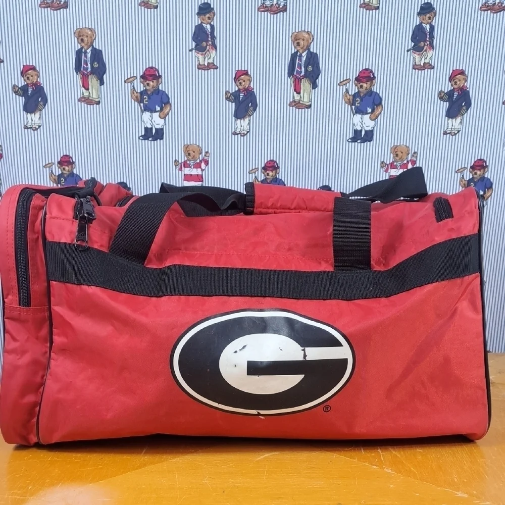 Adidas Georgia Bulldogs logo nylon 2 pocket gym duffle travel over the bag
